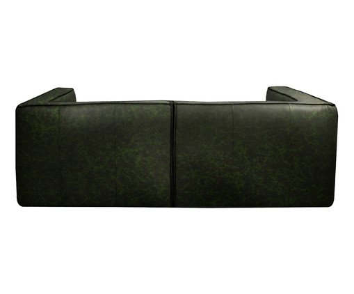 Sof&aacute; 2 M&oacute;dulos Chaise Mensa em Couro Verde image number 3