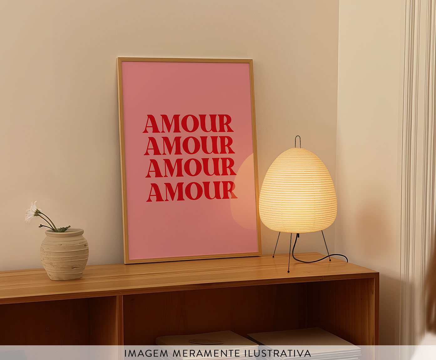 Quadro Amour com Moldura em Madeira image number 2