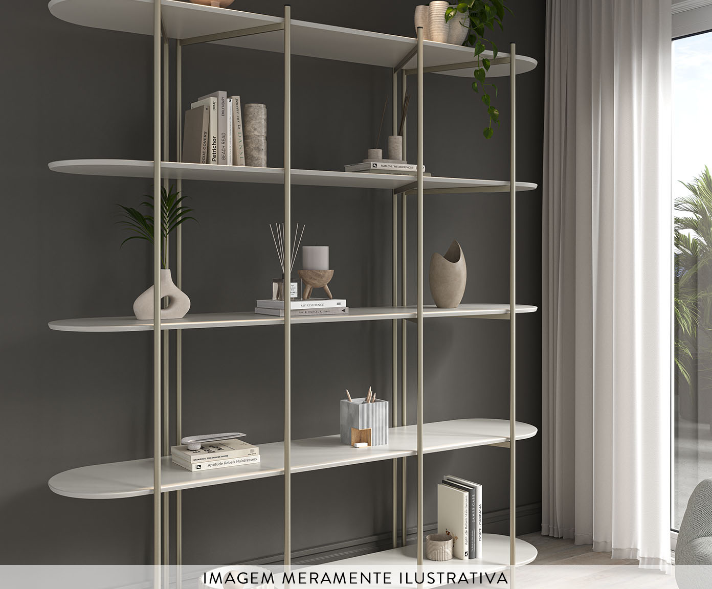Estante Enya Off-White Fosco e Champanhe image number 3