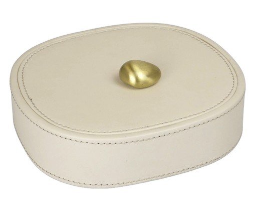 Porta-Objetos Decorativo Portis Dourado e Off-white - image 0