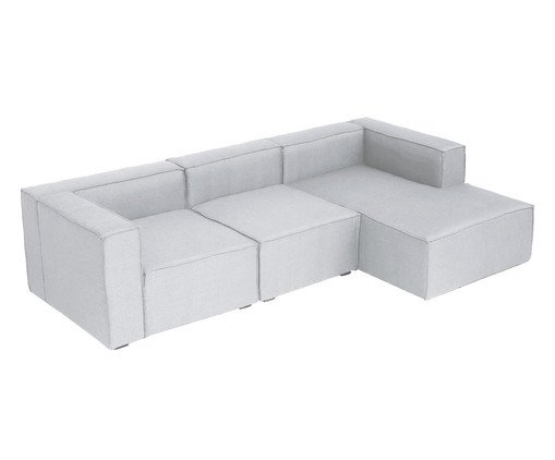 Sof&aacute; 3 M&oacute;dulos Chaise Mensa Cinza Claro image number 3