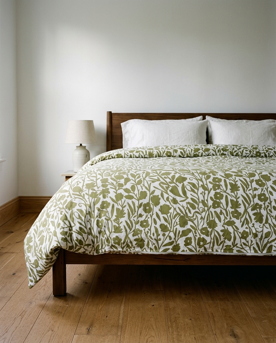 Duvet Floral Artsy Verde Oliveira 200 Fios image number 4