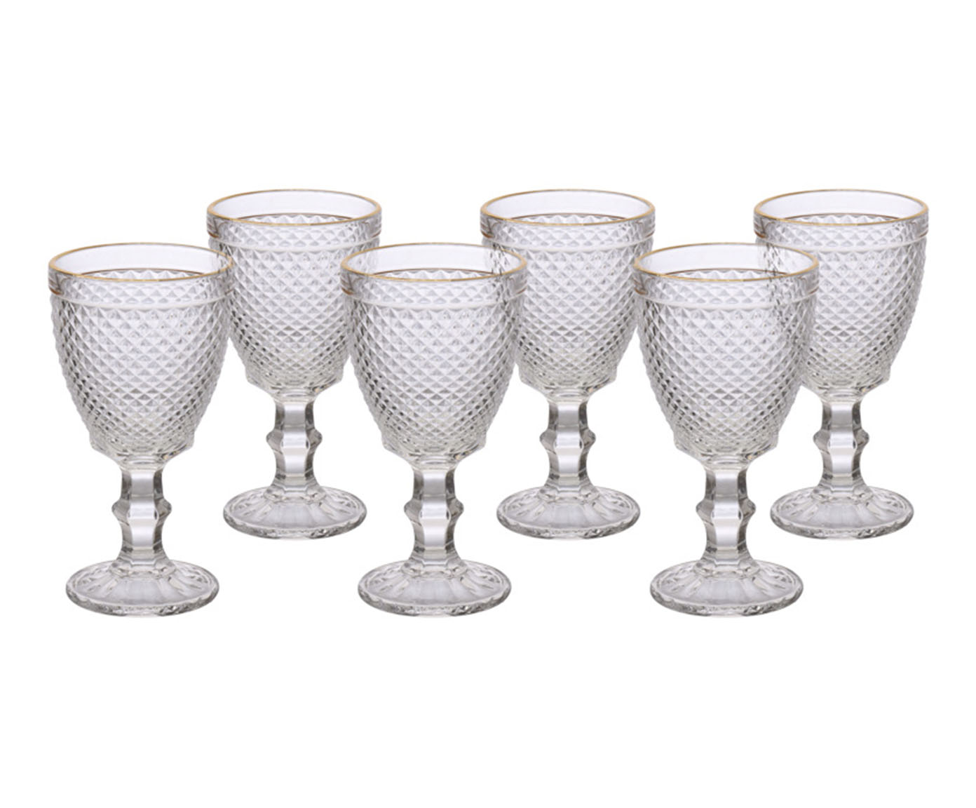 Jogo de Ta&ccedil;as para Vinho com Borda Dourada Bico de Jaca image number 1