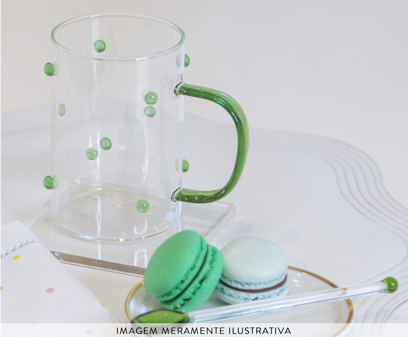 Caneca Verde com Colher e Pires image number 2
