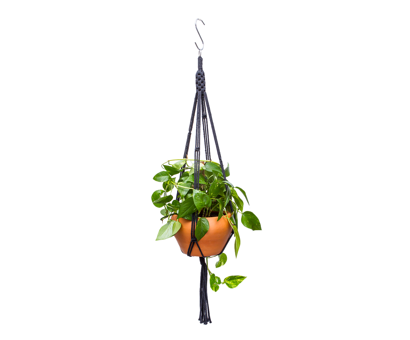 Hanger em Macram&ecirc; Cube Preto - image 0