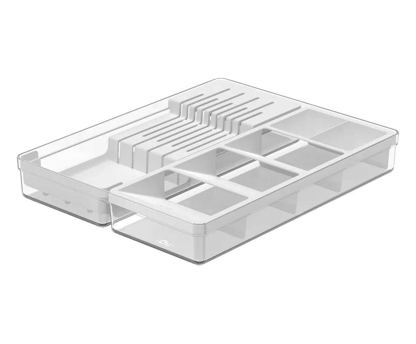 Organizador de Facas e Talheres Clear - Branco Fechado - image 0