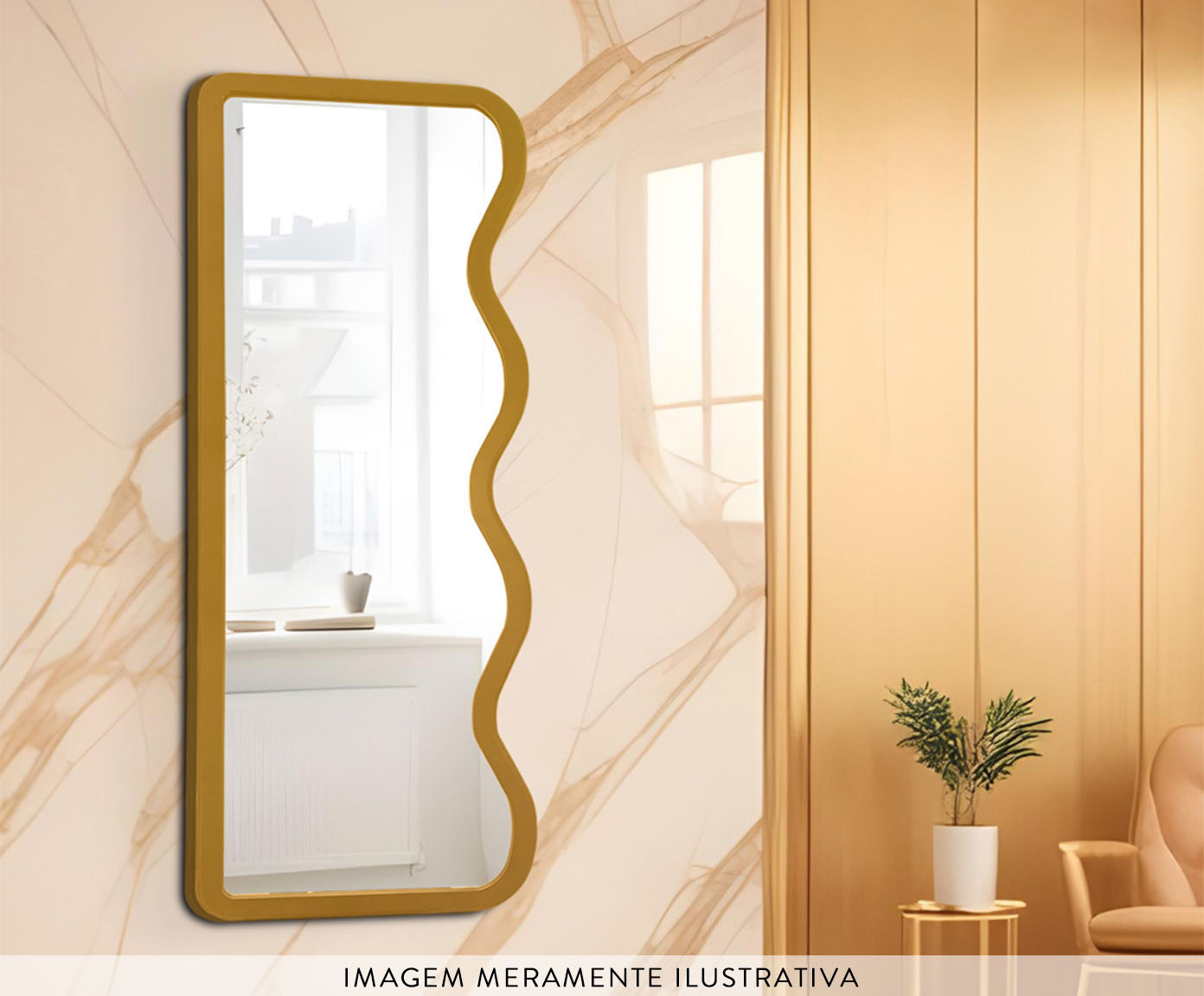 Espelho de Ch&atilde;o Wave Org&acirc;nico Dourado image number 5