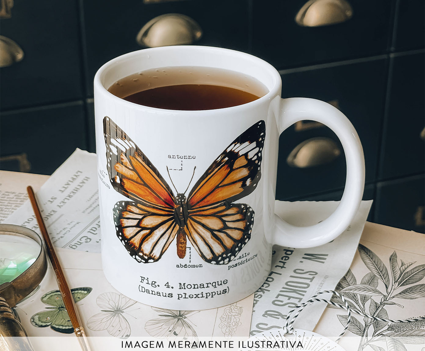 Caneca Borboleta Monarca Aquarela image number 1