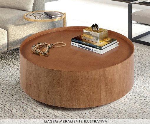 Mesa de Centro Redondo Laminado Debora - Castanho image number 2