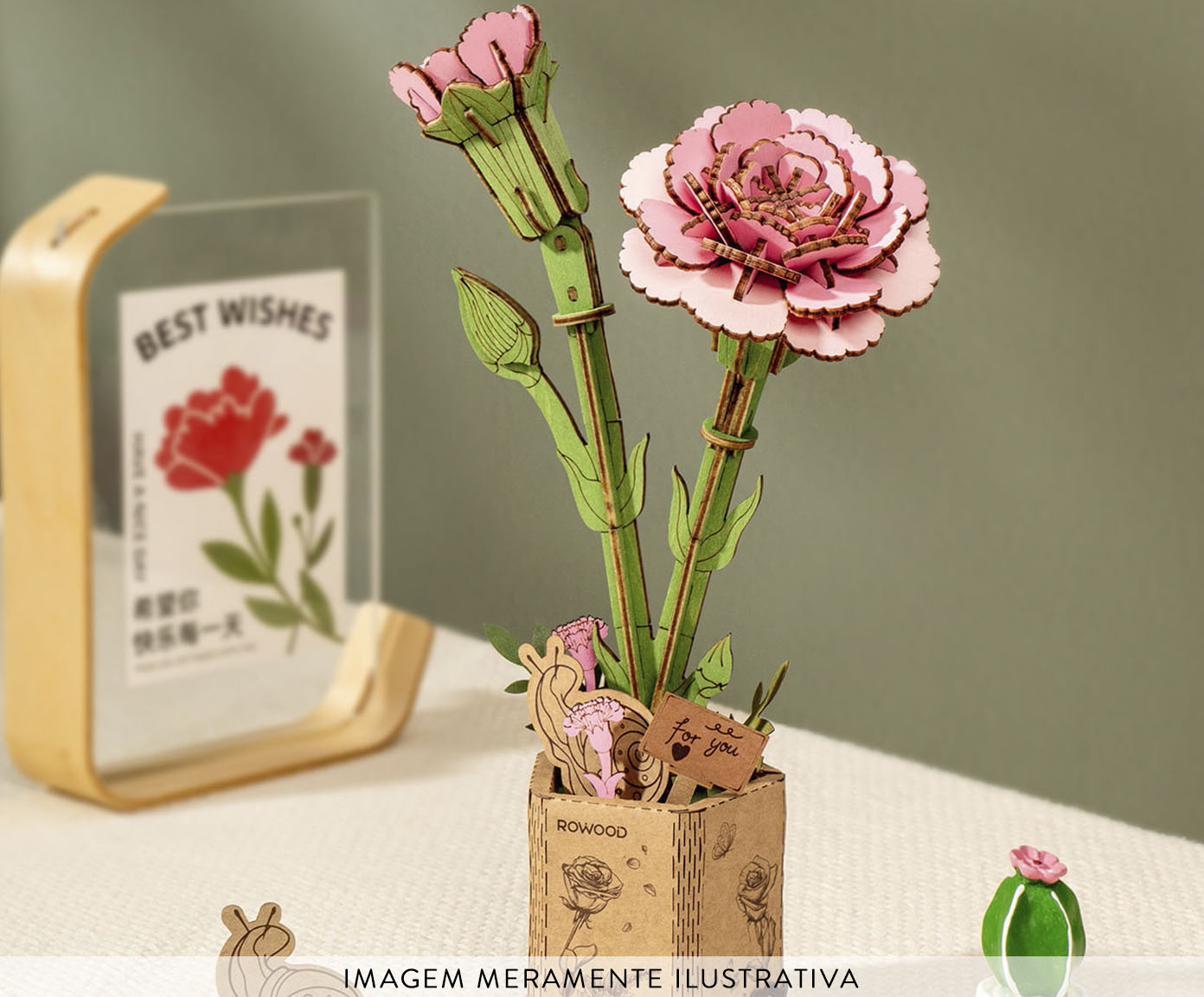 Quebra-Cabe&ccedil;a 3D Cravo Rosa image number 1