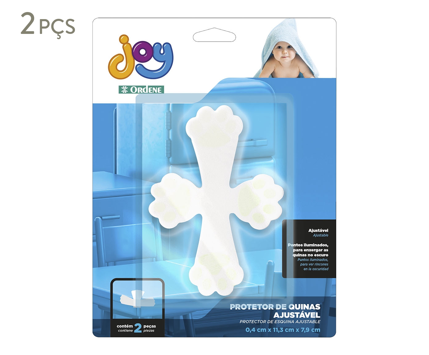 Jogo de Protetores de Quinas Ajust&aacute;vel Joy Branco image number 0