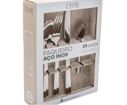 Faqueiro em A&ccedil;o Inox Montenegro Prateado image number 8