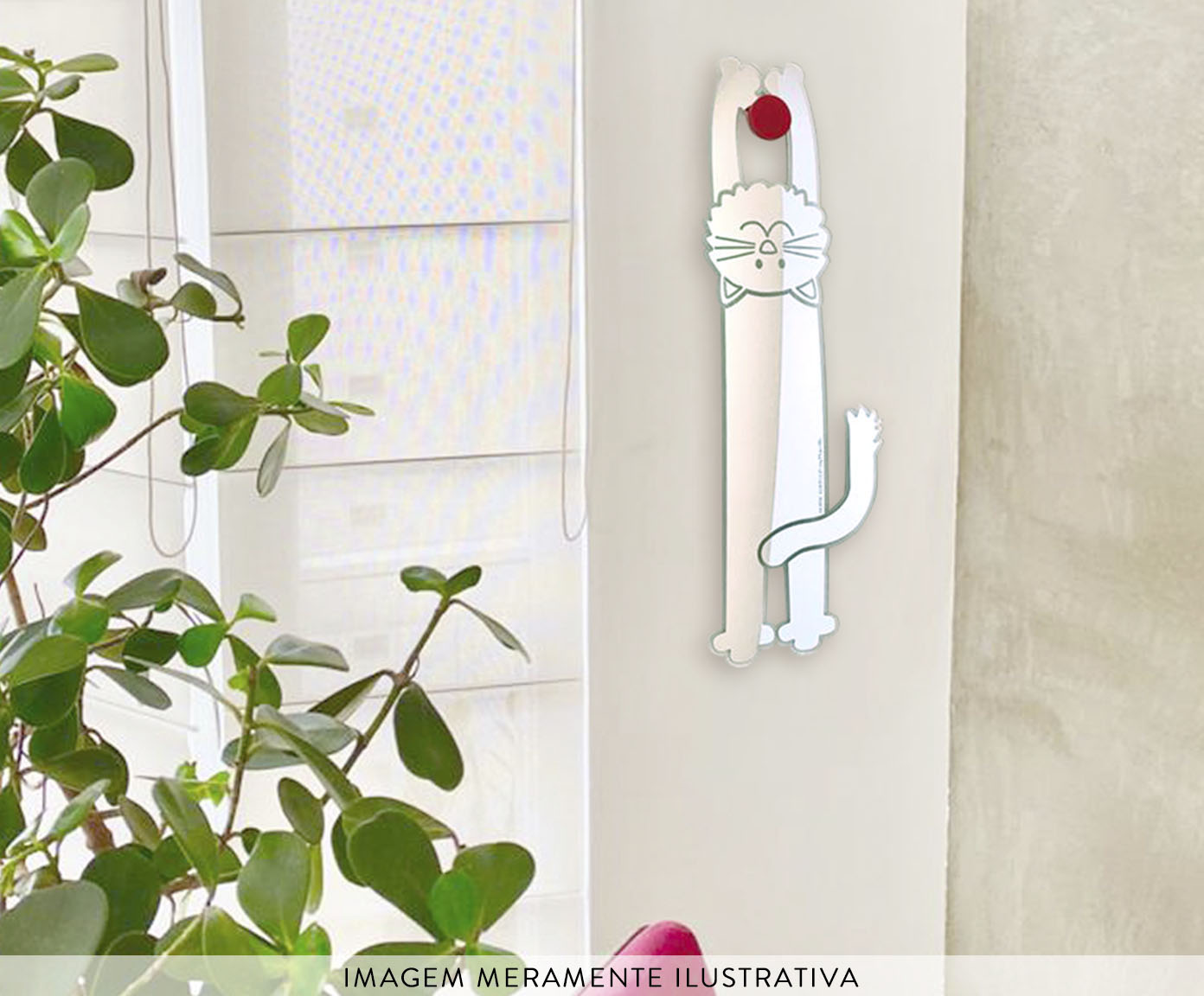 Espelho Decorativo de Gato Vermelho - image 1