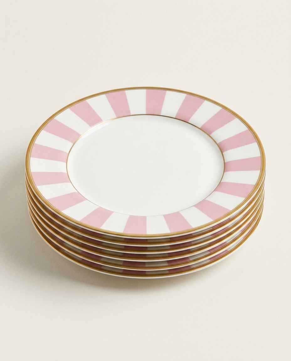 Jogo de Pratos para Sobremesa Stripe Rosa - image 1