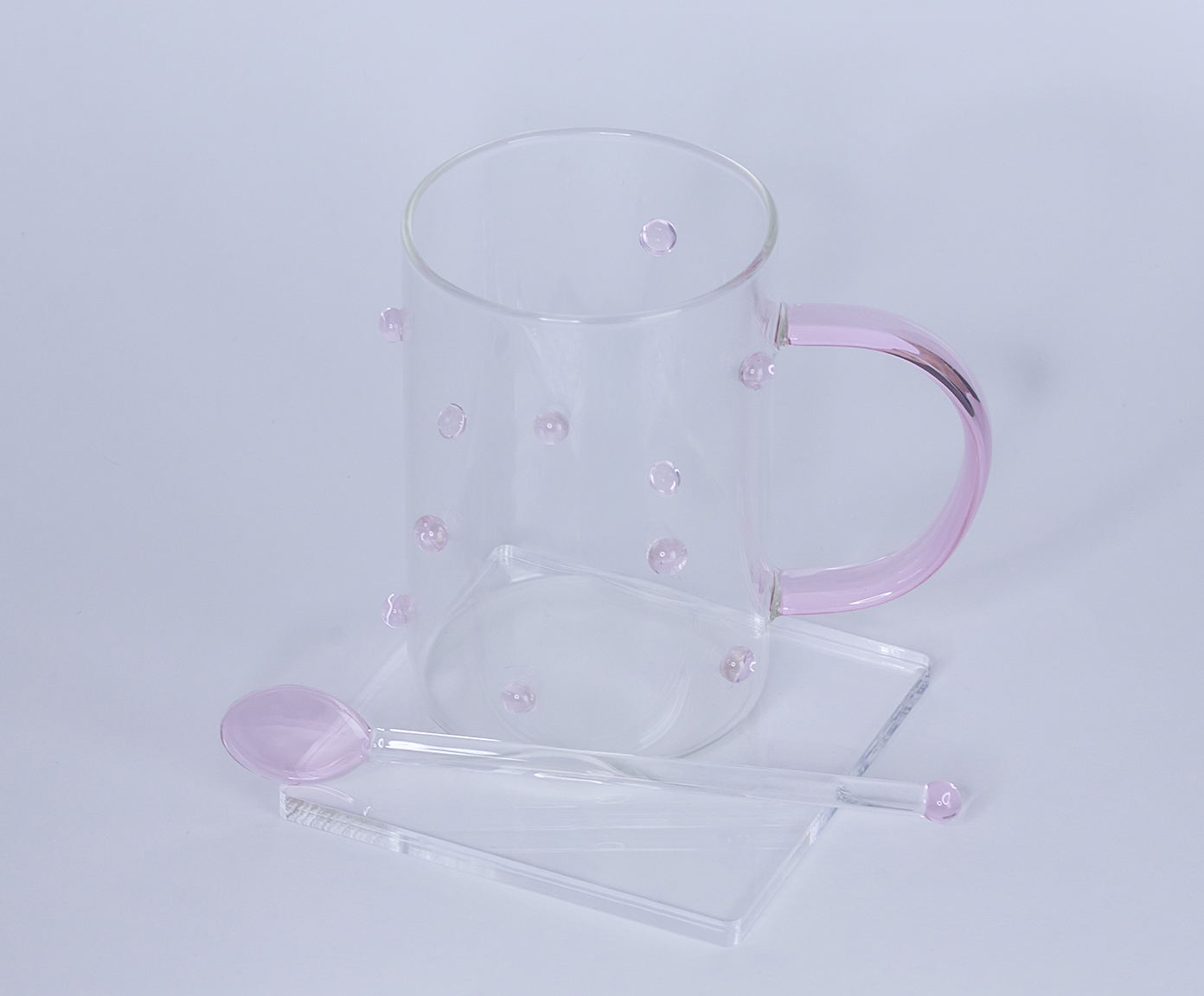 Caneca Rosa com Colher e Pires image number 1