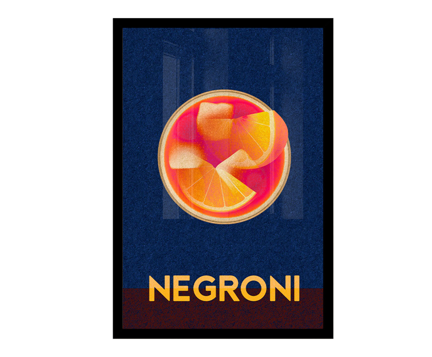 Quadro Cocktail Negroni Pixel com Moldura Preta image number 0