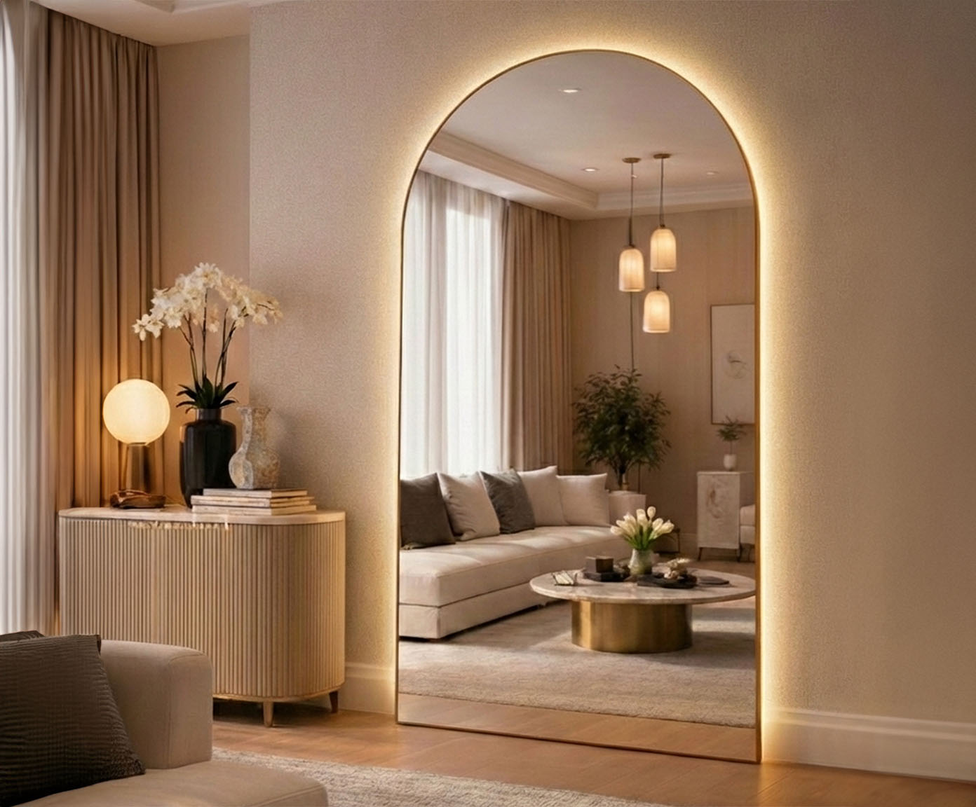 Espelho com Led Smart Marrocos Caramelo image number 3
