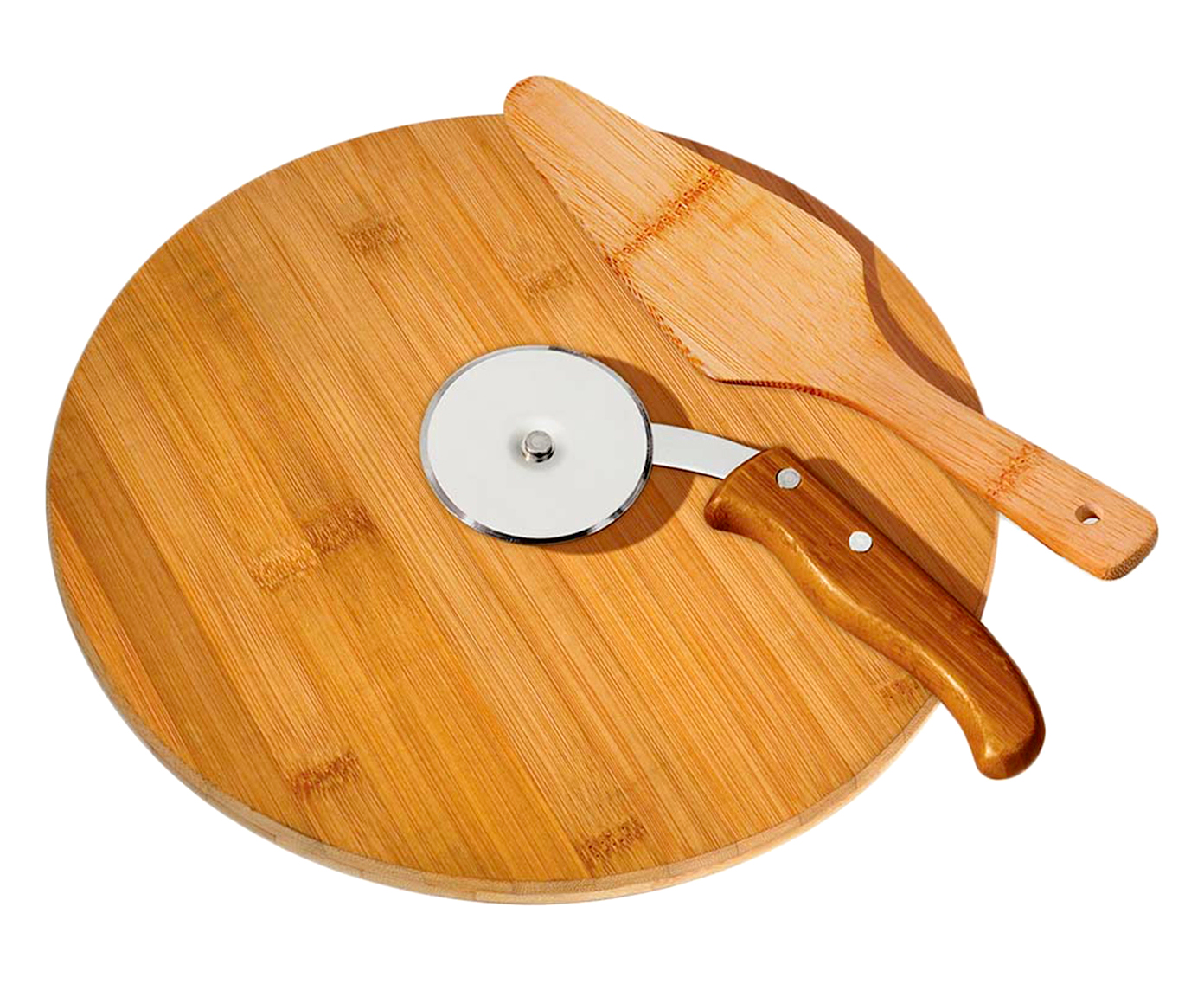 Jogo para Servir Pizza em Inox E Bambu Napoli - image 1