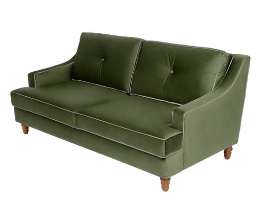 Sof&aacute; Windsor em Veludo - Verde com Vivo Cru image number 1