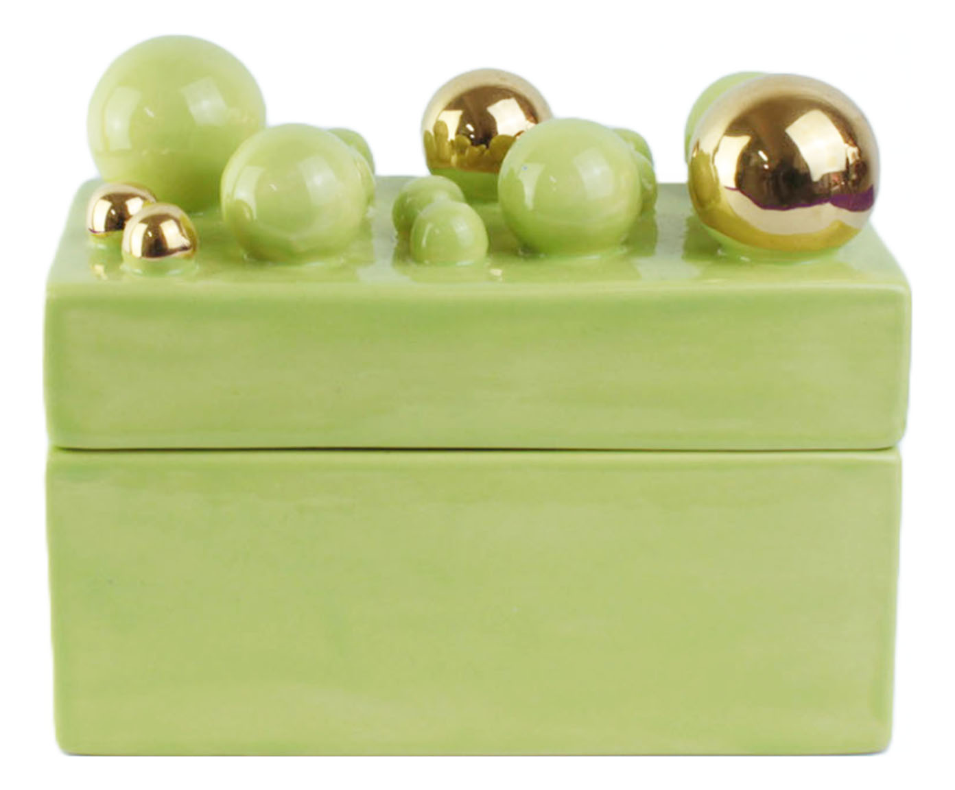 Caixa Greta Sphere Pistache com Dourado image number 0