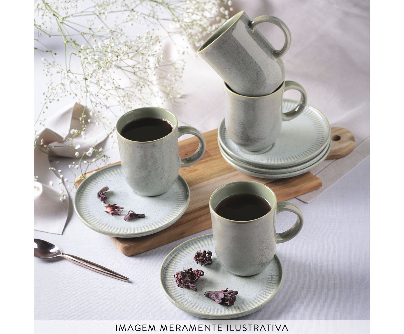 Jogo de Canecas com Pires Coup Green Granite image number 1