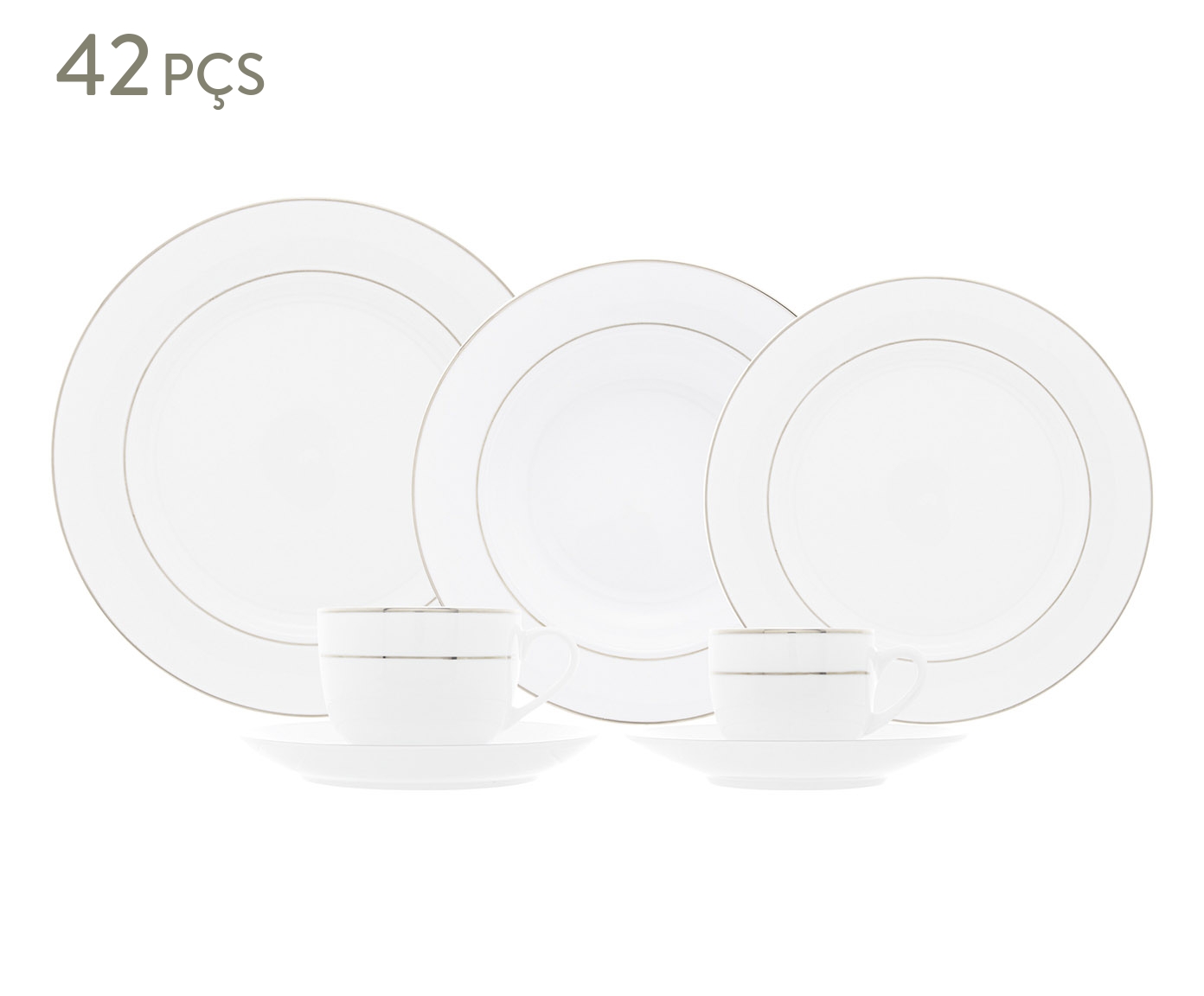 Aparelho de Jantar em Porcelana com Borda Prateada M&ocirc;naco image number 0