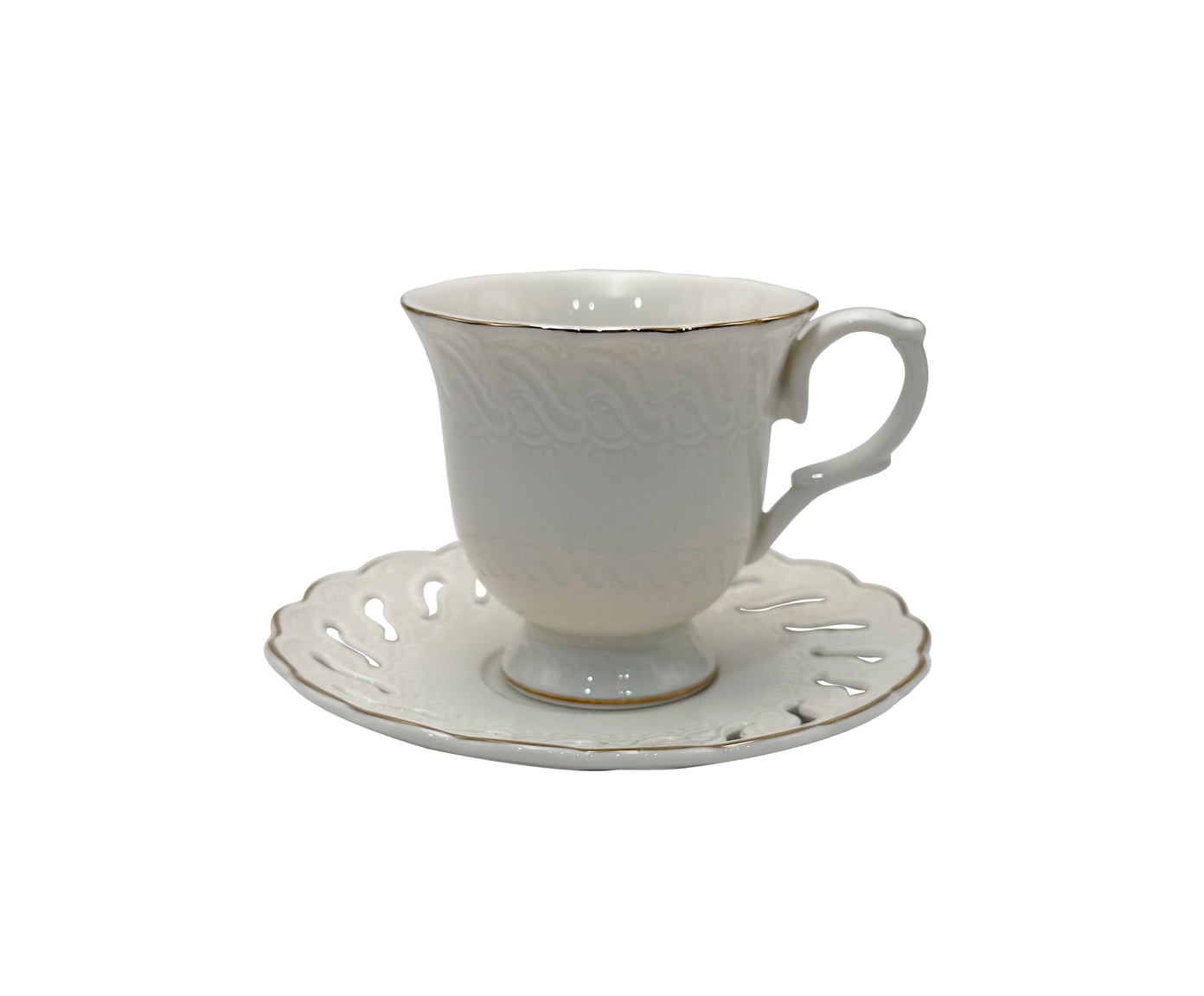 Jogo de X&iacute;caras caf&eacute; Vague em new bone china com borda dourada branco image number 3