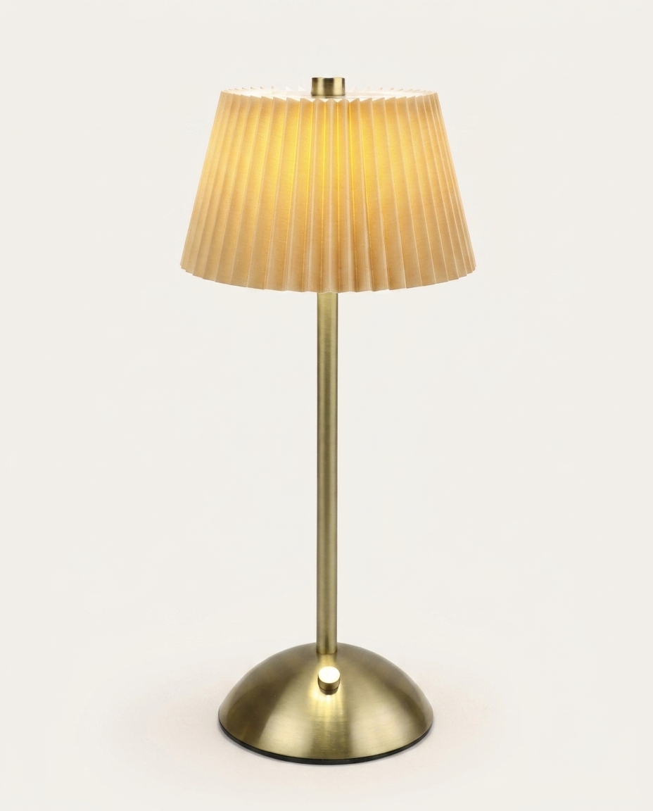 Lumin&aacute;ria de Mesa Moho Dourado e Bege image number 2