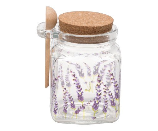 Pote Quadrado com Colher Provence Transparente image number 0