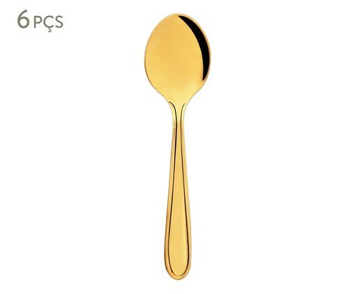 Jogo de Colheres para Sobremesa Gastro Dourado image number 0