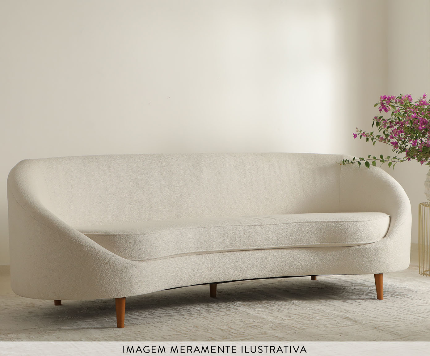 Sof&aacute; em Veludo Jayne com P&eacute;s de Madeira - Cinza image number 1