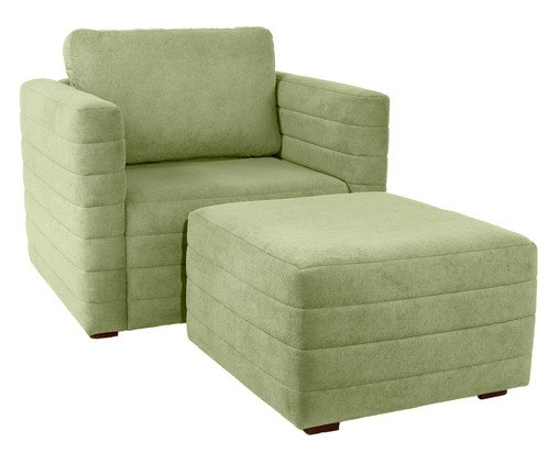 Poltrona com Puff Gom em Boucle aveludado - Verde image number 0