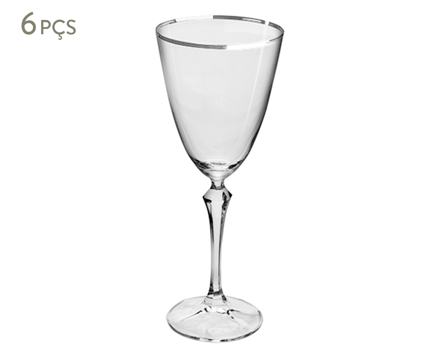Jogo de Ta&ccedil;as para &Aacute;gua em Cristal Elizabeth Silver - image 0