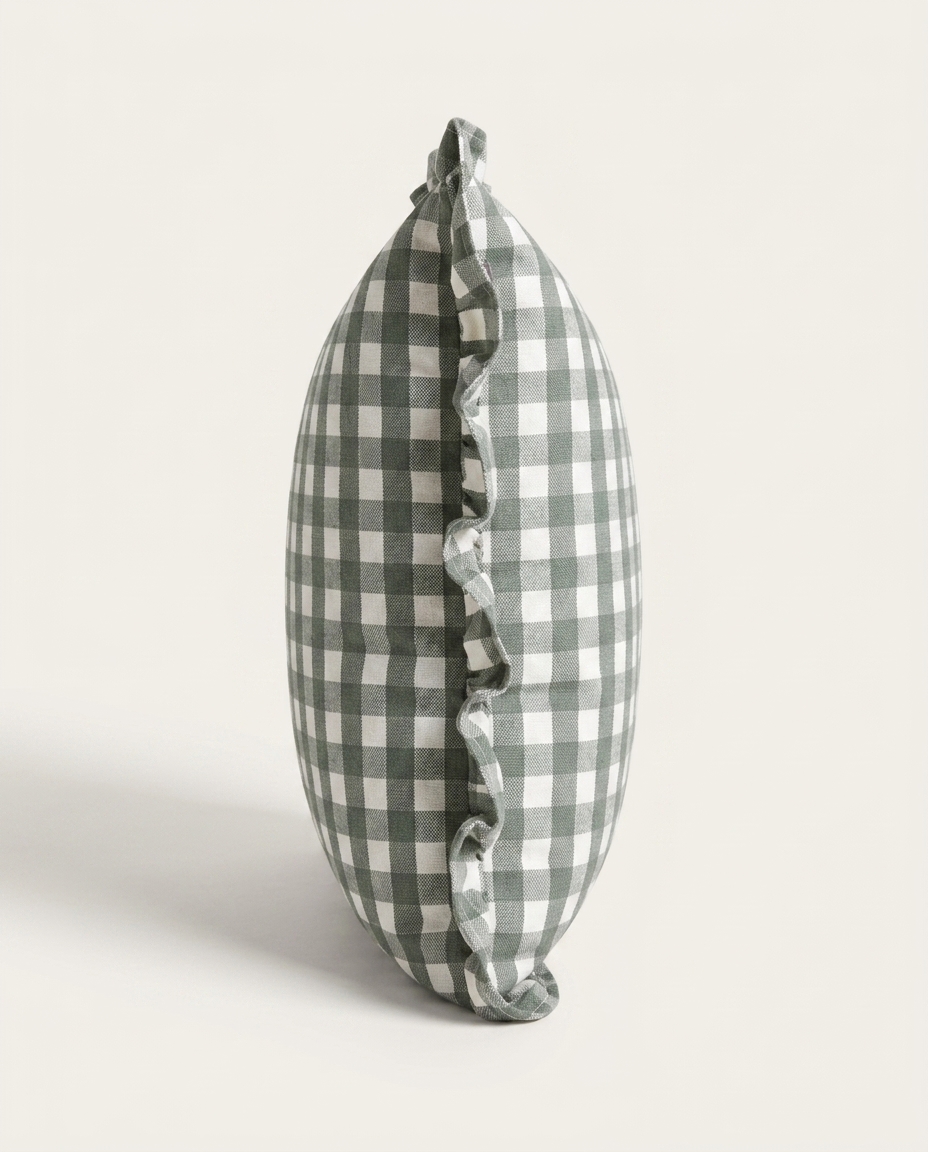 Capa de Almofada Estampada com Babados Vichy Elena Verde image number 4