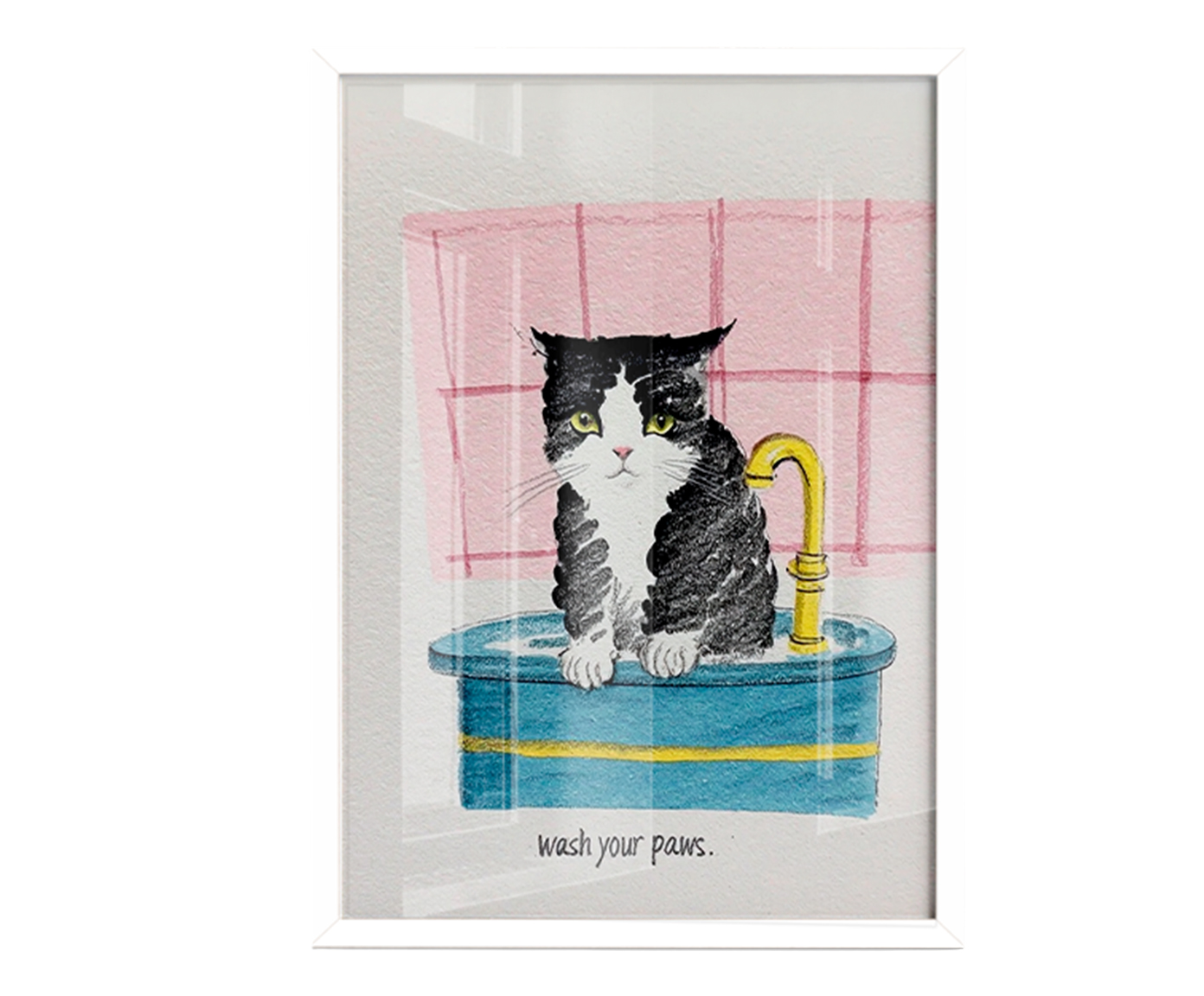 Quadro Wash Your Pawscom Moldura Branca image number 0