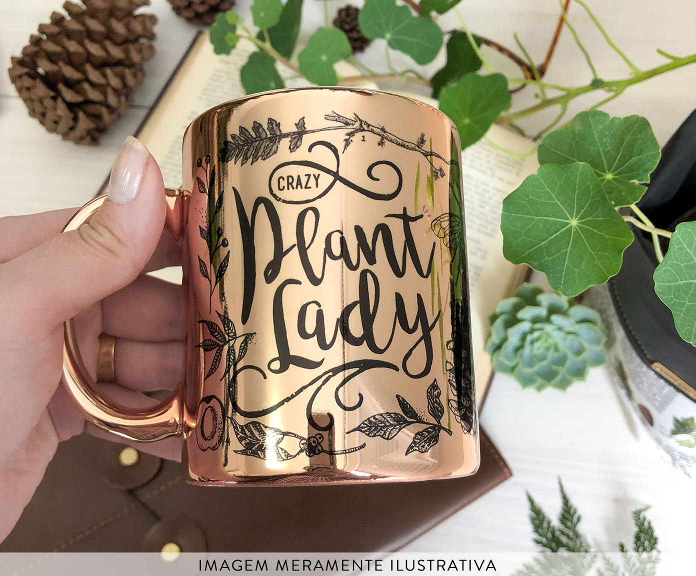 Caneca Crazy Plant Lady Acobreada image number 4