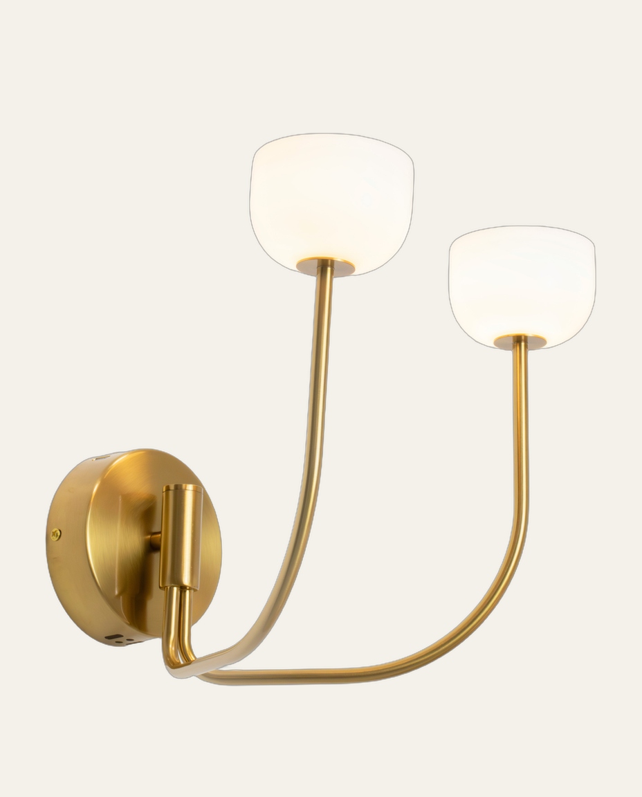 Arandela de Led Tulip Opalino e Dourado image number 2