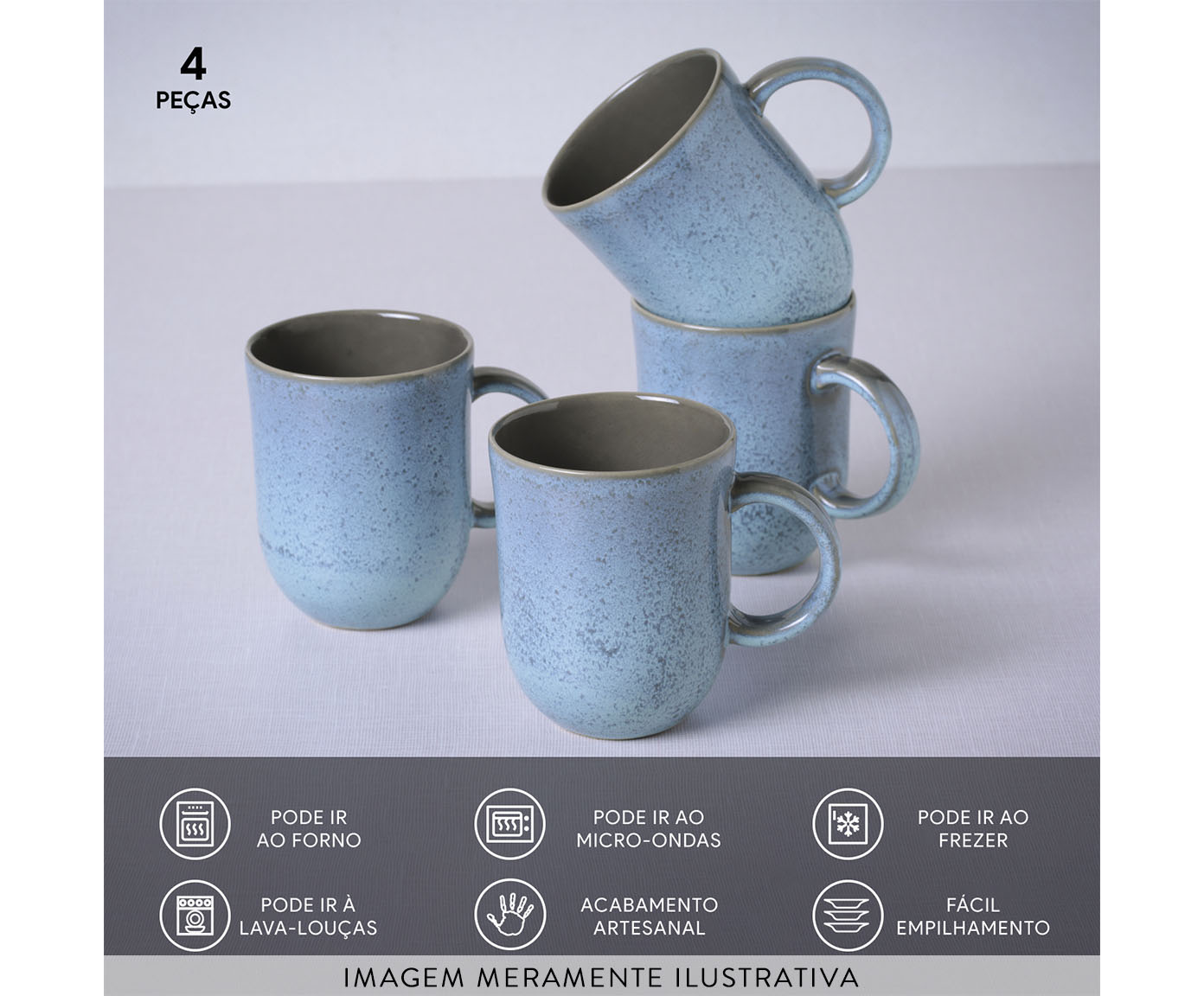 Jogo de Canecas Coup Stoneware Breeze Azul Claro image number 2