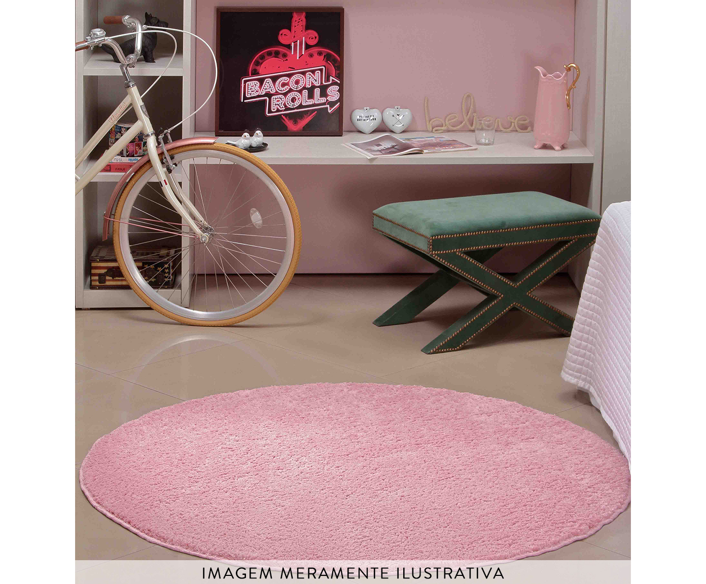 Tapete Redondo Shaggy Smooth Teen - Rosa image number 4