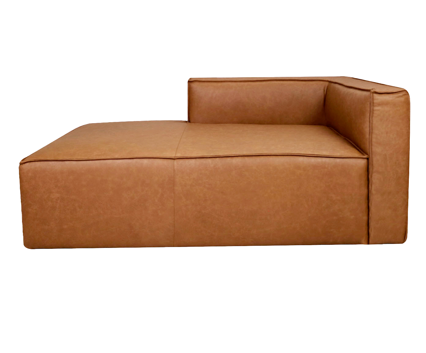 Sof&aacute; M&oacute;dulo Chaise Esquerdo Mensa em Couro Caramelo image number 2