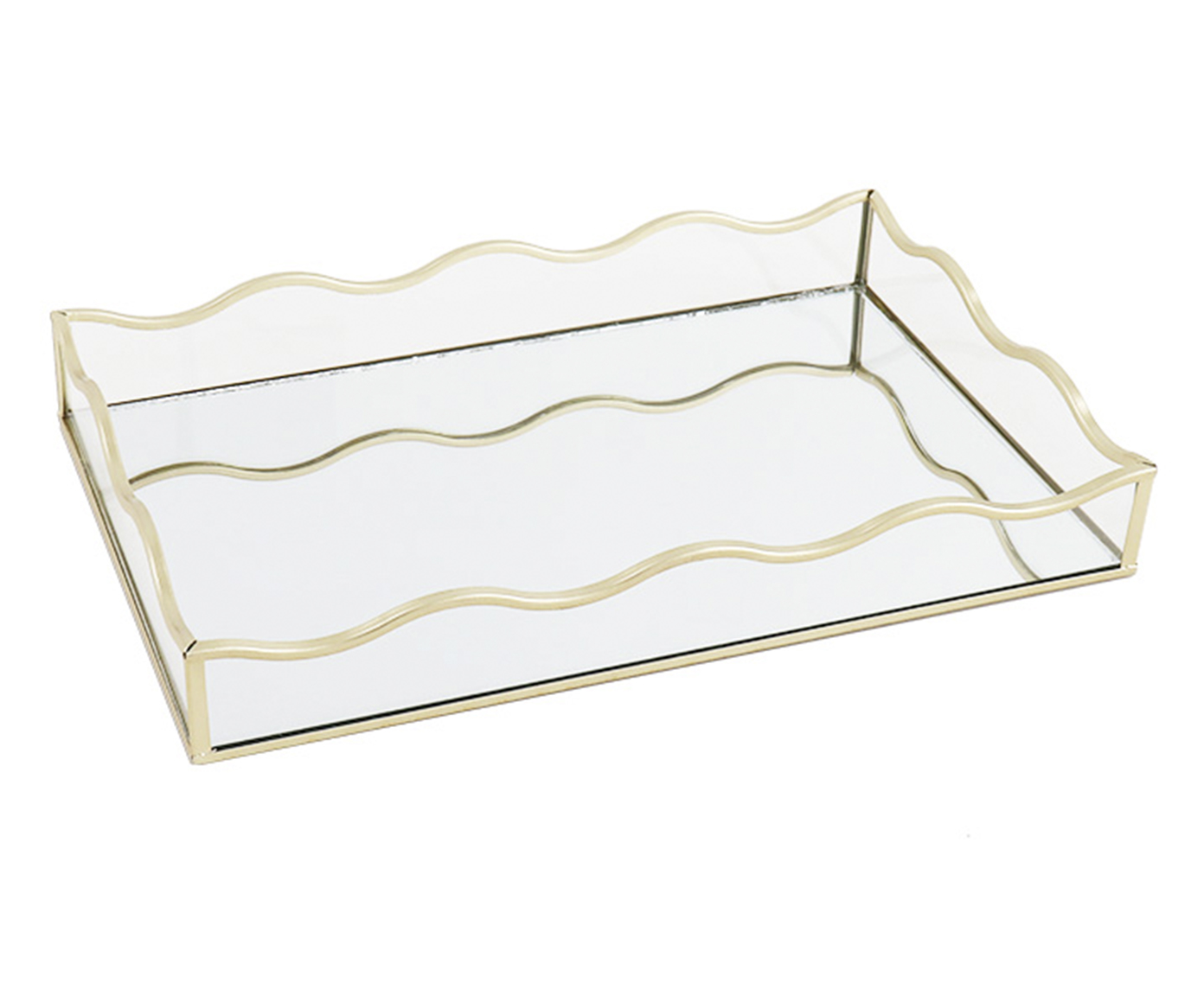Bandeja Decorativa com Espelho Exquis Dourado Fosco M&eacute;dia - image 0