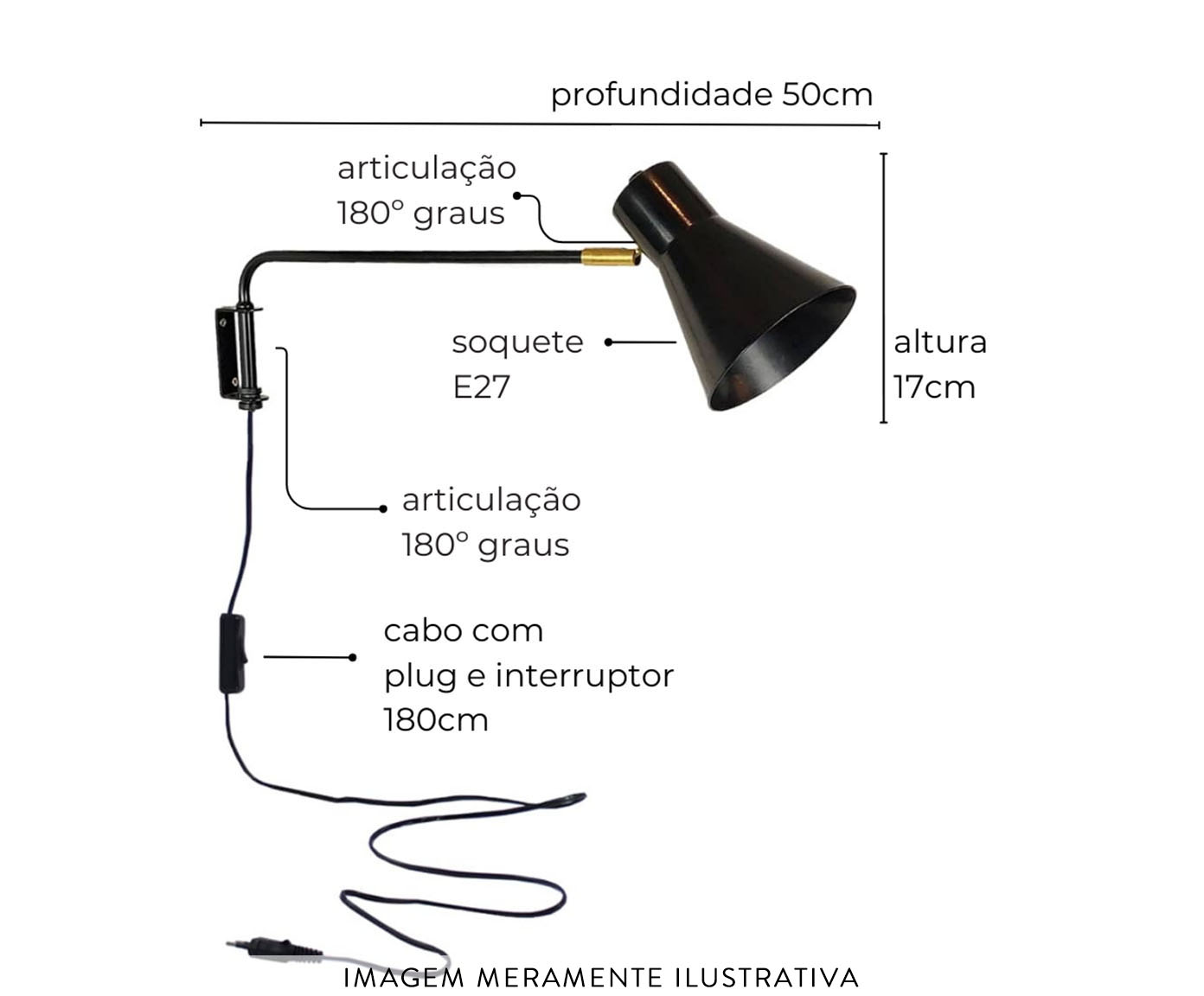 Arandela Eleonor Preta image number 2