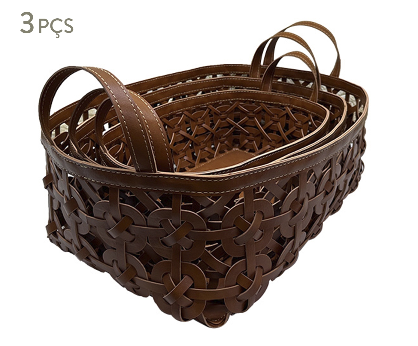 Jogo de Cestos Decorativos Intrecci Marrom - image 0