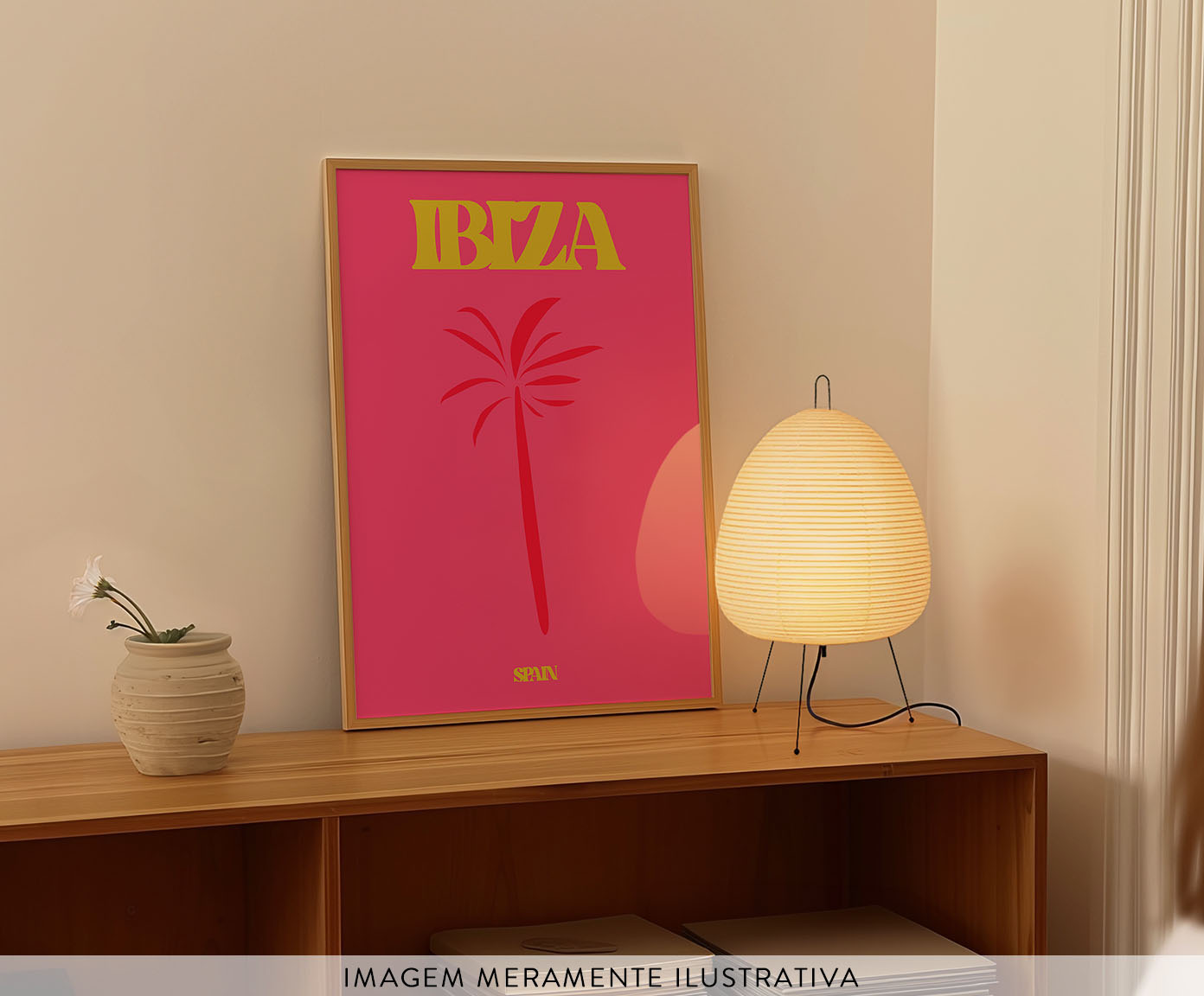 Quadro Ibiza com Moldura em Madeira image number 1