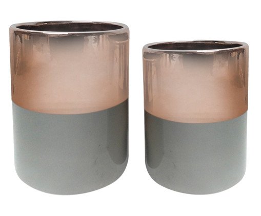 Jogo de Vasos em Cer&acirc;mica Naava - Ros&eacute; e Cinza image number 0