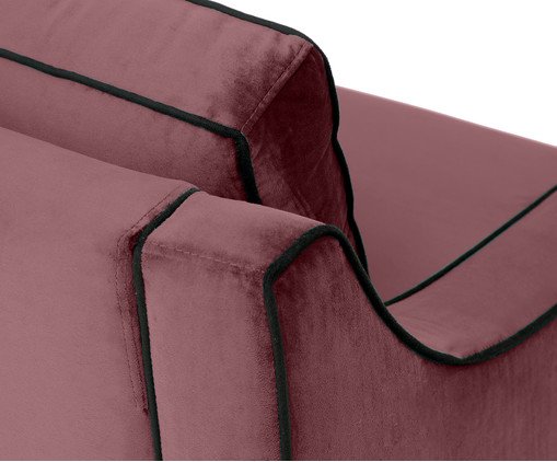 Sof&aacute; Windsor em Veludo - Rosa Ch&aacute; com Vivo Preto image number 10