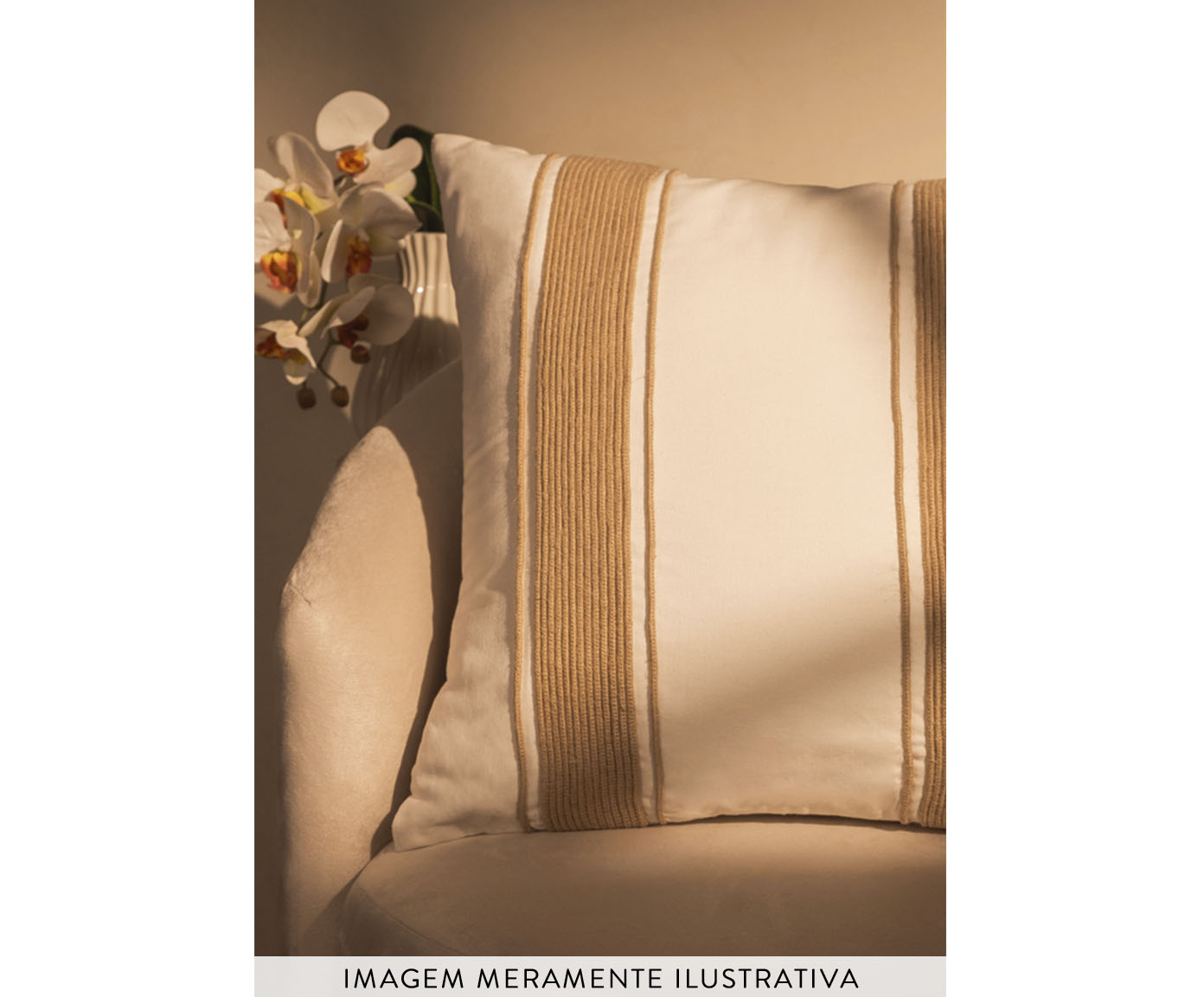 Capa de Almofada Algod&atilde;o com Juta Listrada Off-White image number 4
