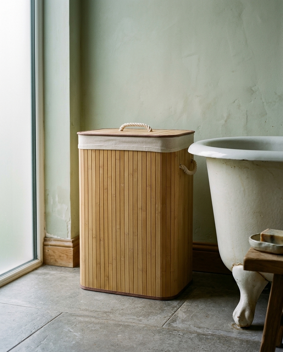 Cesto de Roupa Everest Bambu Bege image number 4