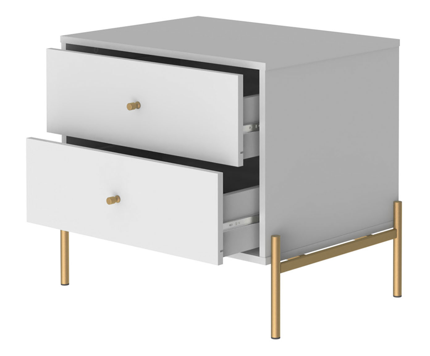 Mesa de Cabeceira Jasper - Branco Gloss e Dourado image number 3