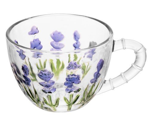 X&iacute;cara para Caf&eacute; Lavanda Hand Paintng Transparente image number 2